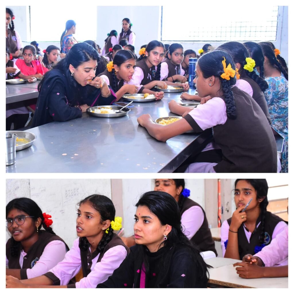 విద్యార్థిగా మారి.. పాఠాలు వింటున్న కలెక్టర్  విద్యార్థులతో కలిసి మధ్యాహ్న భోజనం చేసిన జిల్లా కలెక్టర్ గరిమ అగ్రవాల్  దుమాల ఈఎంఆర్ఎస్ విద్యాలయంలో జిల్లా కలెక్టర్ తనిఖీ