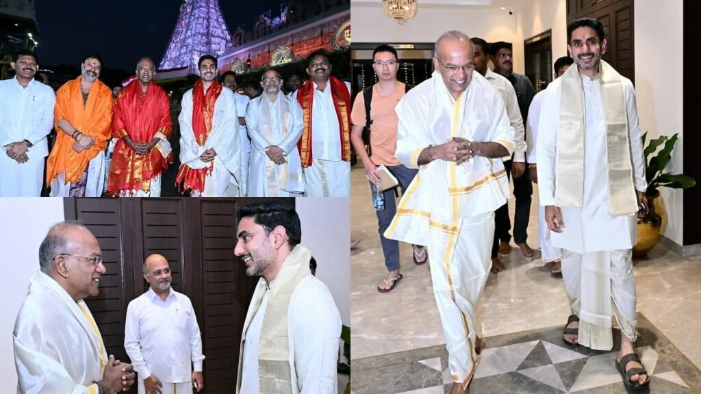 తిరుమల శ్రీవారిని దర్శించుకున్న సింగపూర్ మంత్రి షణ్ముగం, మంత్రి నారా లోకేశ్
