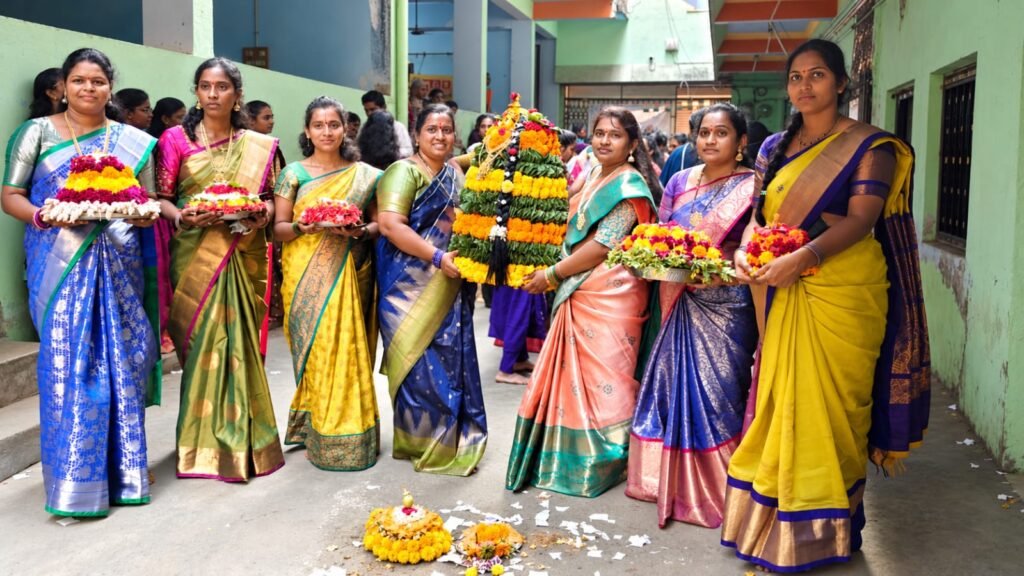 కృష్ణవేణి వికాస్ కళాశాలలో ఘనంగా బతుకమ్మ సంబరాలు,సంప్రదాయ దుస్తుల్లో మెరిసిన విద్యార్థినులు.